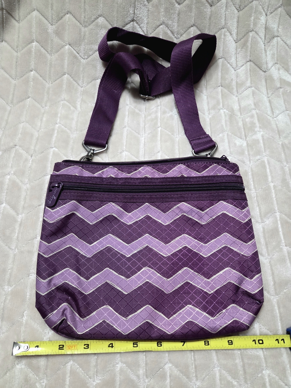 Thirty-one Purple Chevron Crossbody with Light Purple Accents